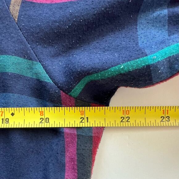 Vintage 90s Career Club Navy Blue Plaid Button Down Shirt M USA Work Dress Up - Picture 7 of 8